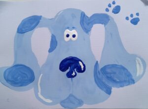 a painting of Blue from Blue's Clues