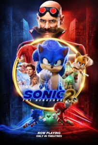 Sonic the Hedgehog 2 characters in power stances around the movie title.