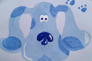 a painting of Blue from Blue's Clues